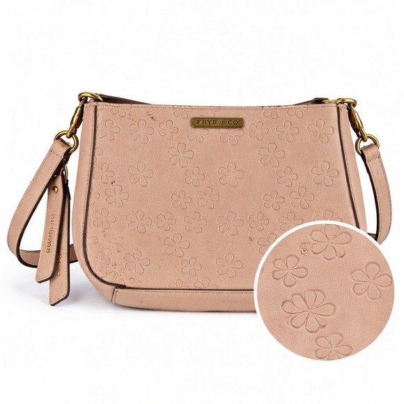 FRYE AND CO. Handbags - FRYE Women's Beige Embossed Daisy Flower‎ Crossbody Bag Adjustable Strap